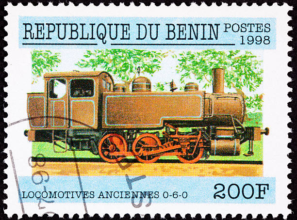 istock Canceled Benin Train Postage Stamp Old Railroad Steam Engine Locomotive 149075223