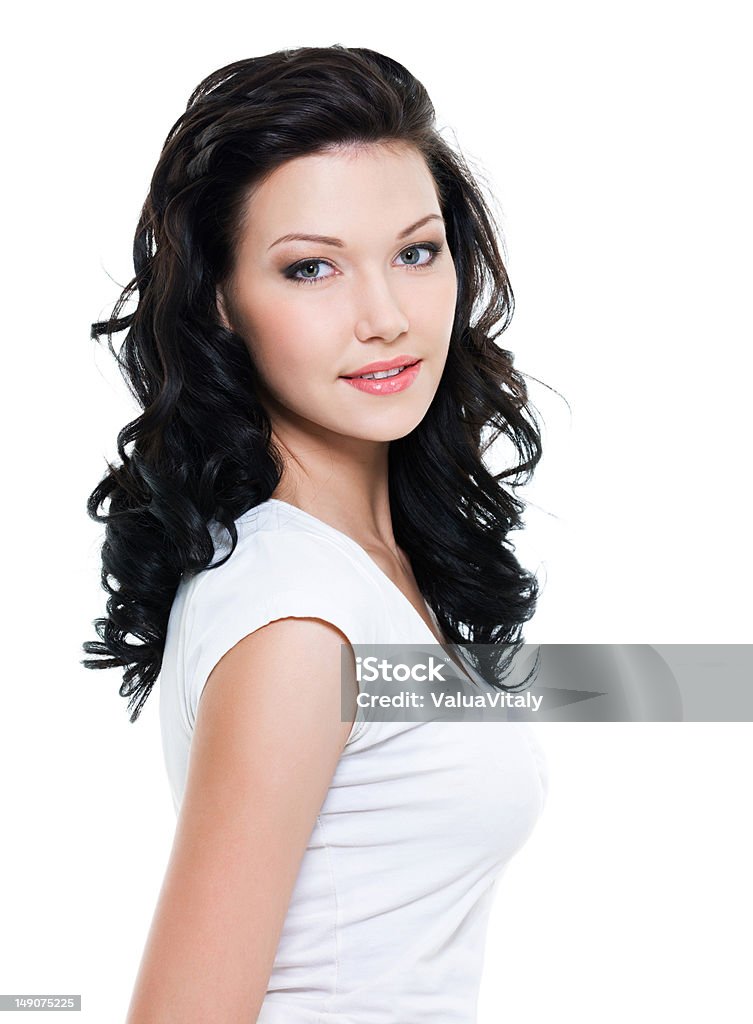 Young beautiful woman Portrait of a Beautiful young brunette woman isolated on white background 20-24 Years Stock Photo