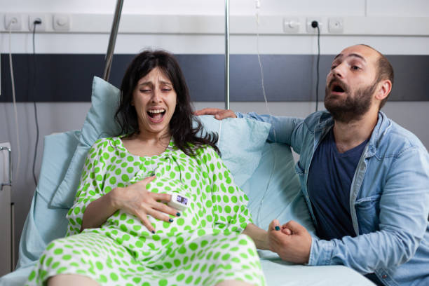 istock Future mother having painful contraction 1490759174