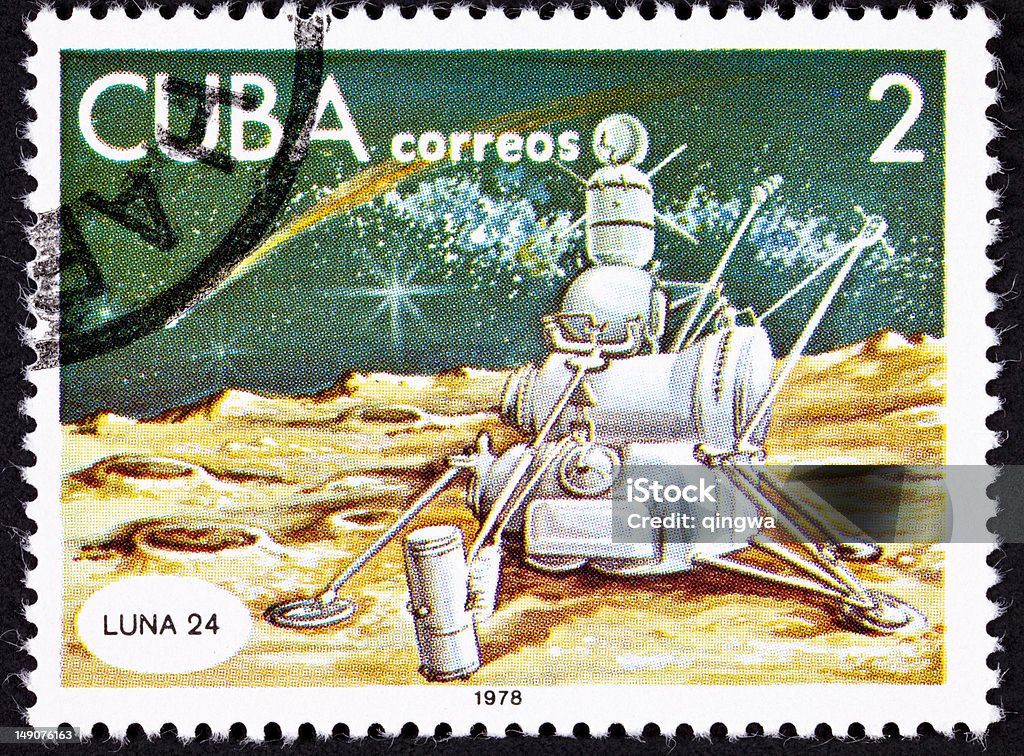 キューバ郵便切手のソビエトルナーランダー Luna 24 、月面 - 1950～1959年のロイヤリティフリーストックフォト