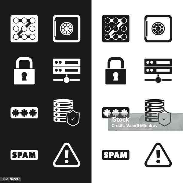 Set Server Data Web Hosting Lock Graphic Password Protection Safe ...