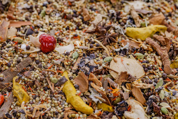 istock Mixture of various spices in bulk at the oriental bazaar, selective focus 1490763840