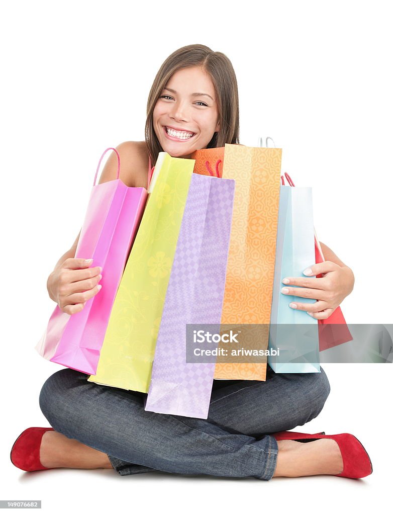 Carina shopping donna con borse - Foto stock royalty-free di Adolescente