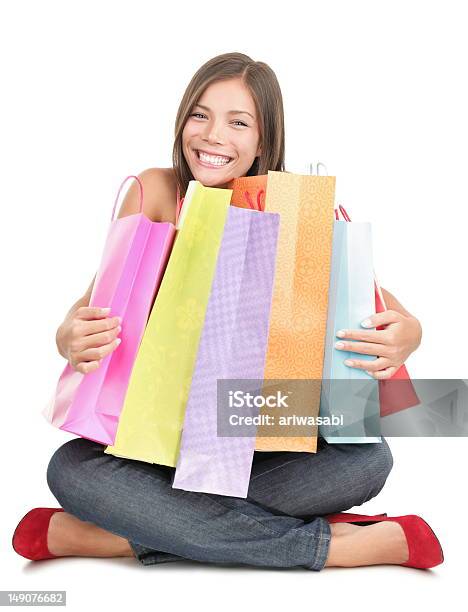 Carina Shopping Donna Con Borse - Fotografie stock e altre immagini di Adolescente - Adolescente, Adulto, Allegro