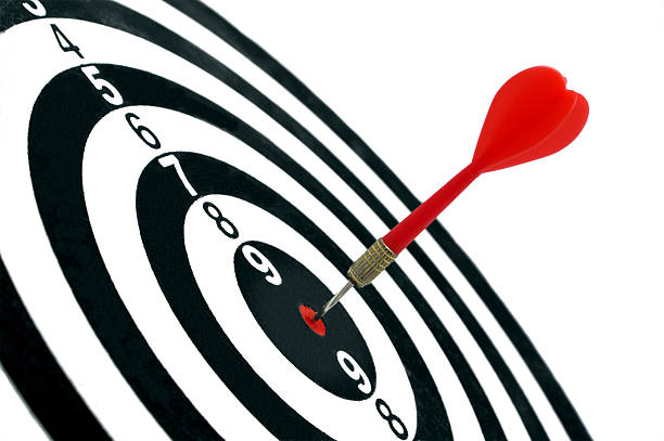 istock Red arrow hit in the center of target 149076963