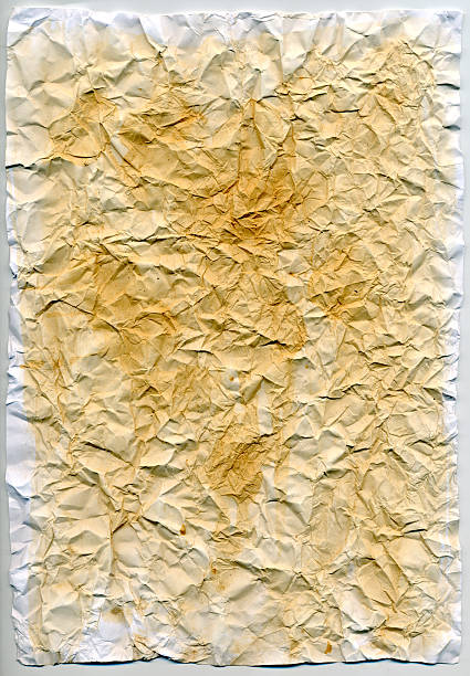 old crushed paper with stain stock photo