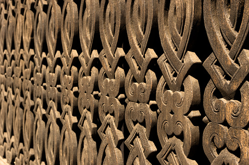 Closeup of an Indonesian style window woodwork