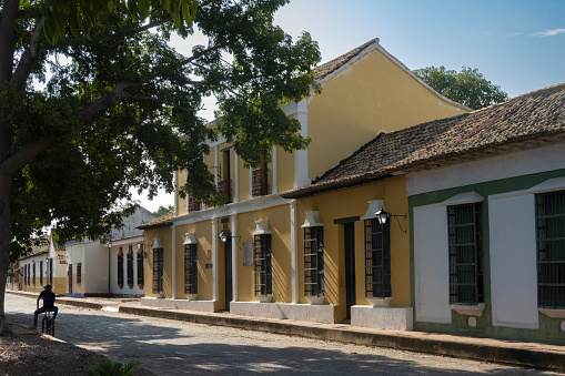 Spanish style colonial houses in the street, Carora, Lara State, Venezuela