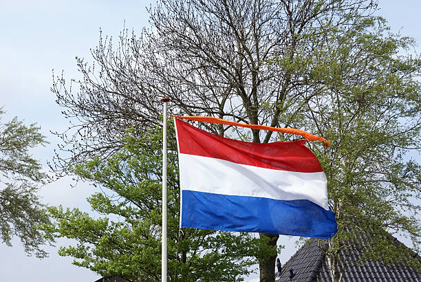 istock Dutch National Flag with orange pennant 149077403