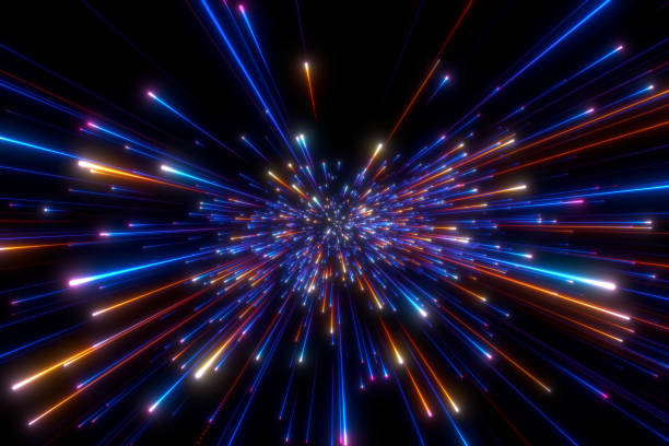 istock Speed of light in space on dark background. 1490774957