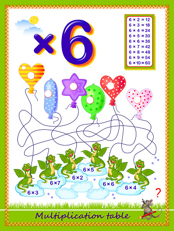 Table Machine Math Grade 6 Educational Page For School Multiplication Table By 6 For Kids Solve ...