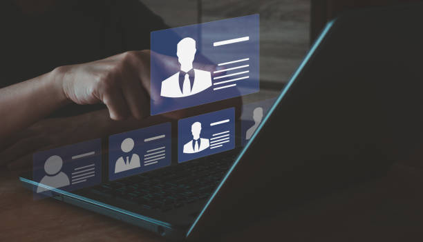 istock Human resource management, HR, recruitment, leadership and team building. Human resource manager checks the CV online to choose the perfect employee for his business. Business and technology concept. 1490779917
