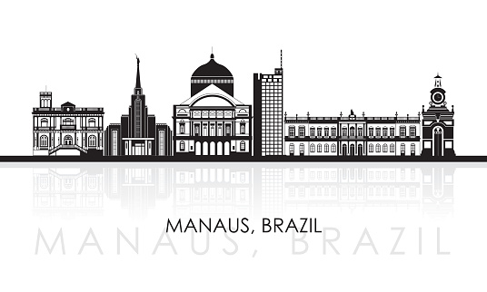 Silhouette Skyline panorama of city of Manaus, Brazil - vector illustration