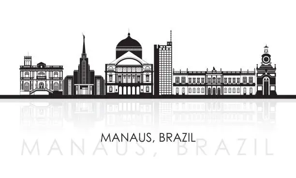 Vector illustration of Silhouette Skyline panorama of city of Manaus, Brazil