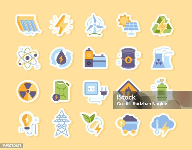 Another Power Source Sticker Energy Stickers Set Stock Illustration - Download Image Now - Sticker ...