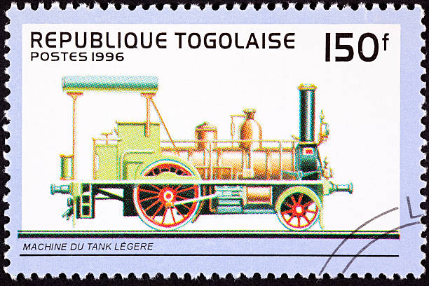 istock Canceled Togo Postage Stamp Old Railroad Steam Engine Locomotive Train 149078211