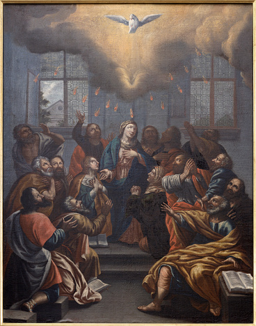 Chamonix - The painting of Pentecost in th St. Michael church by unknown artist of 19. cent.