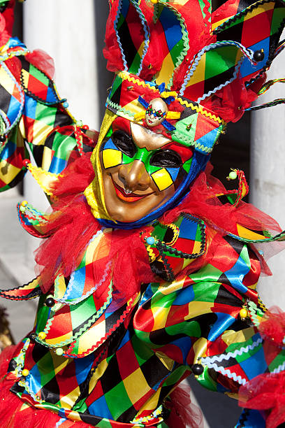 istock Fantastic Joker costume at the Venice Carnival 149078251