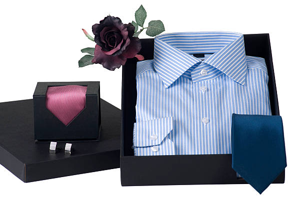 man's shirt and choice of ties gift box stock photo