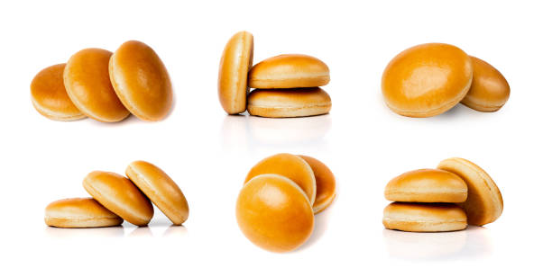 Burger Bun Isolated, Hamburger Bread, Empty Whole Burger Bun on White Background