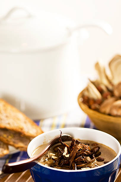 Mushroom and espresso soup stock photo