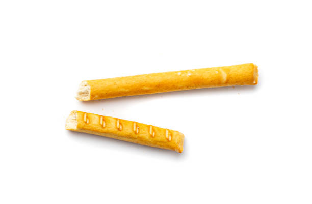 istock Bread Stick Isolated, Salted Breadstick, Crispy Grissini, Dry Homemade Pretzel, Bread Stick on White 1490786016