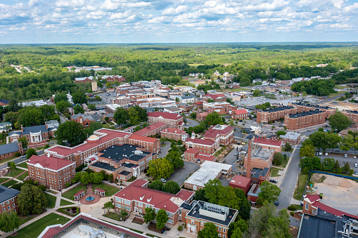 Aerial View of the Longwood University Campus and Farmville Virginia