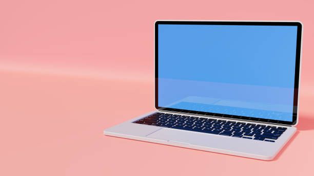 istock 3d rendering of silver laptop isolated on pink stage 1490801729