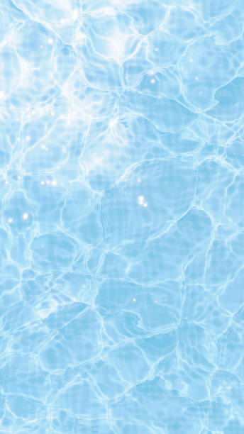 3D Illustration.Sparkling and glistening water surface. Caustics. (Vertical)