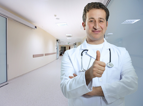 Doctor standing in a hospital corridor