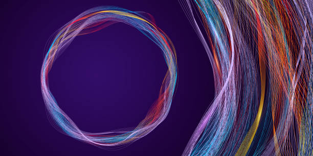 istock Sound music dynamic futuristic concept. Abstract radial wave background. Many colored wave radial lines and circular wave element on purple background with copy space 1490804798
