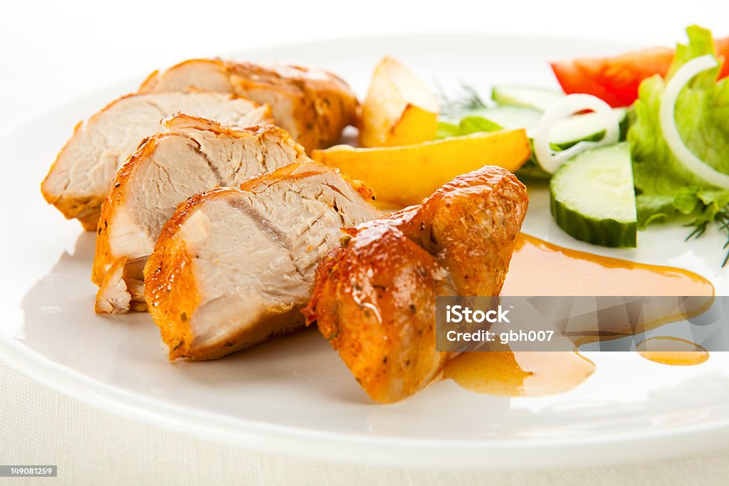 Gegrilltes Huhn Fleisch und Gemüse - Lizenzfrei Hühnchenbrust Stock-Foto