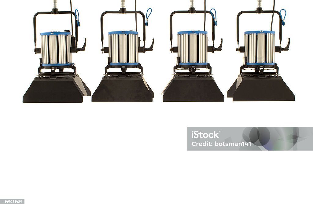 Four  searchlights. Four  searchlights on a white background. Electric Lamp Stock Photo