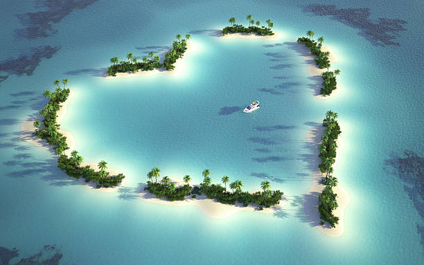 istock aerial view of heart-shaped island 149081721