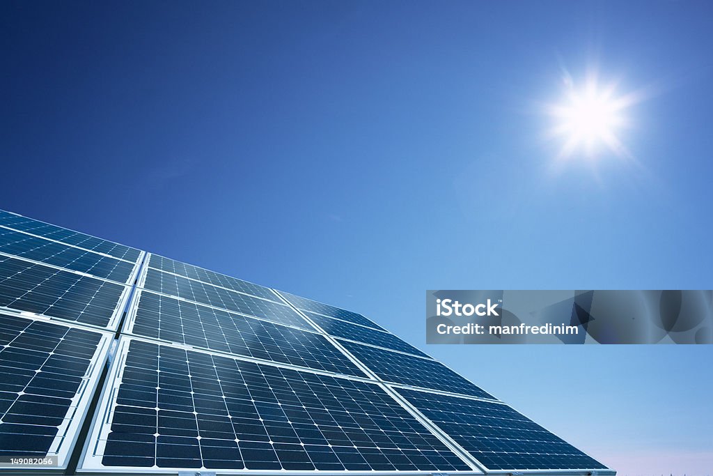 Solar panel Solar panel in a sunny day Blue Stock Photo