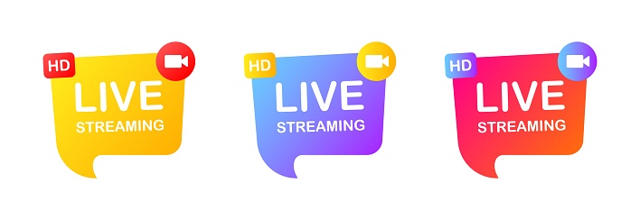 istock Live streaming. Flat, color, banner live streaming. Vector icons. 1490820808