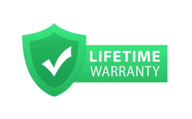 Vector illustration of Lifetime warranty label or Lifetime warranty mark vector isolated in flat style. The best Lifetime warranty label vector isolated for design element. Lifetime warranty stamp. Vector illustration