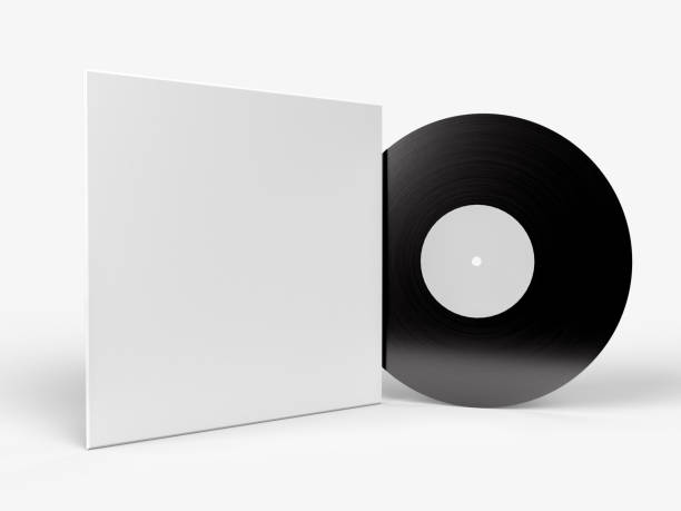 istock Vinyl Disk Record with Cover mockup template. Design template of retro long play Old technology, realistic retro design for advertising, music studio branding. 3D rendering 1490829893