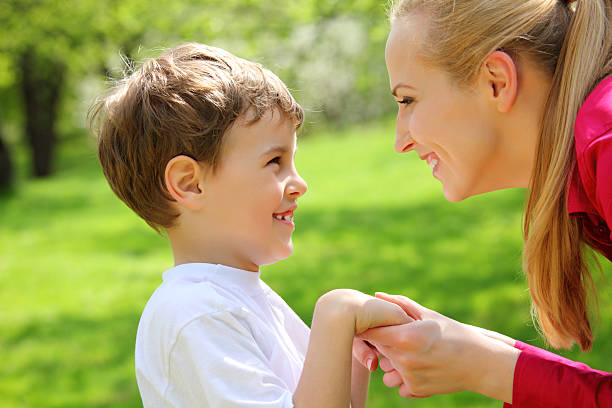 istock Mother and son look against each other 149083147