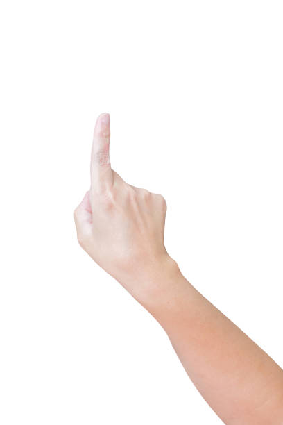 istock man hand touching or pointing to something isolated on white background 1490832857