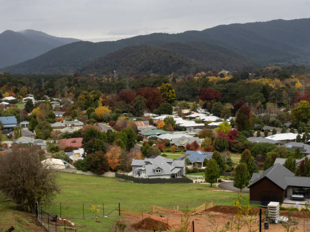 istock Suburban neighbourhood in autumn valley 1490835532