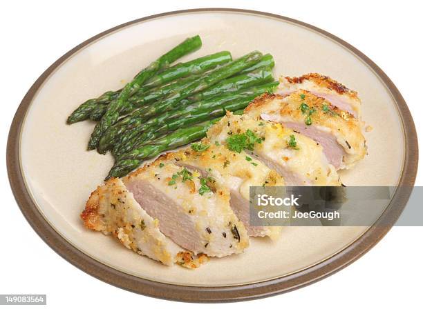 Chicken Baked With Lemon Parmesan And Herbs Stock Photo - Download Image Now - Asparagus, Baked, Breaded