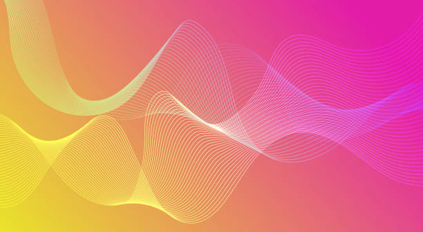 istock Modern futuristic technology wave of flowing lines and dots particles on orange, pink, red and yellow summer background. 1490837094