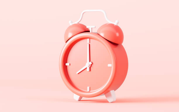 istock Cartoon pink clock in the pink background, 3d rendering. 1490837471