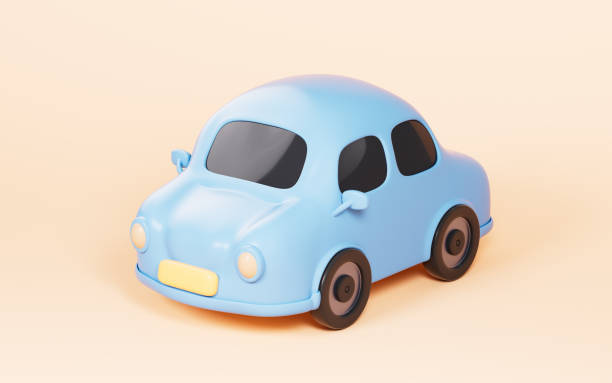 istock Cartoon car with yellow background, model car, 3d rendering. 1490837503