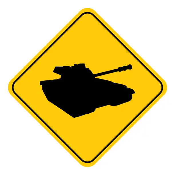 Vector illustration of Tank Road Sign