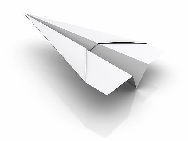 A white paper airplane on a white background 3D rendered image : Paper Airplane paper airplane photos stock pictures, royalty-free photos & images