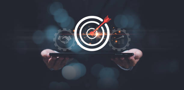 istock businessman showing business goal setting concept,Target Growth development planning,Organizational growth and objectives , marketing strategy planning,improving business objectives ,business partner 1490840031