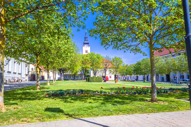 istock Town of Krizevci main square park view 1490840145