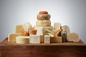 Different Types Of Cheeses Over Table